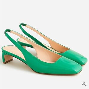 J. Crew Kelly Green Leather Layla Slingback Heels Size 9.5